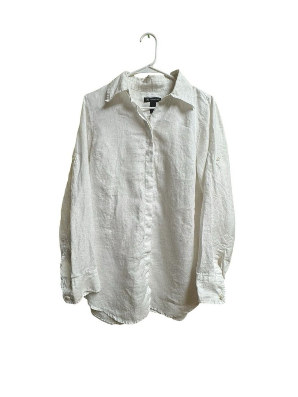 INC Linen Button Up Shirt White Long Sleeve Size 14 Women’s